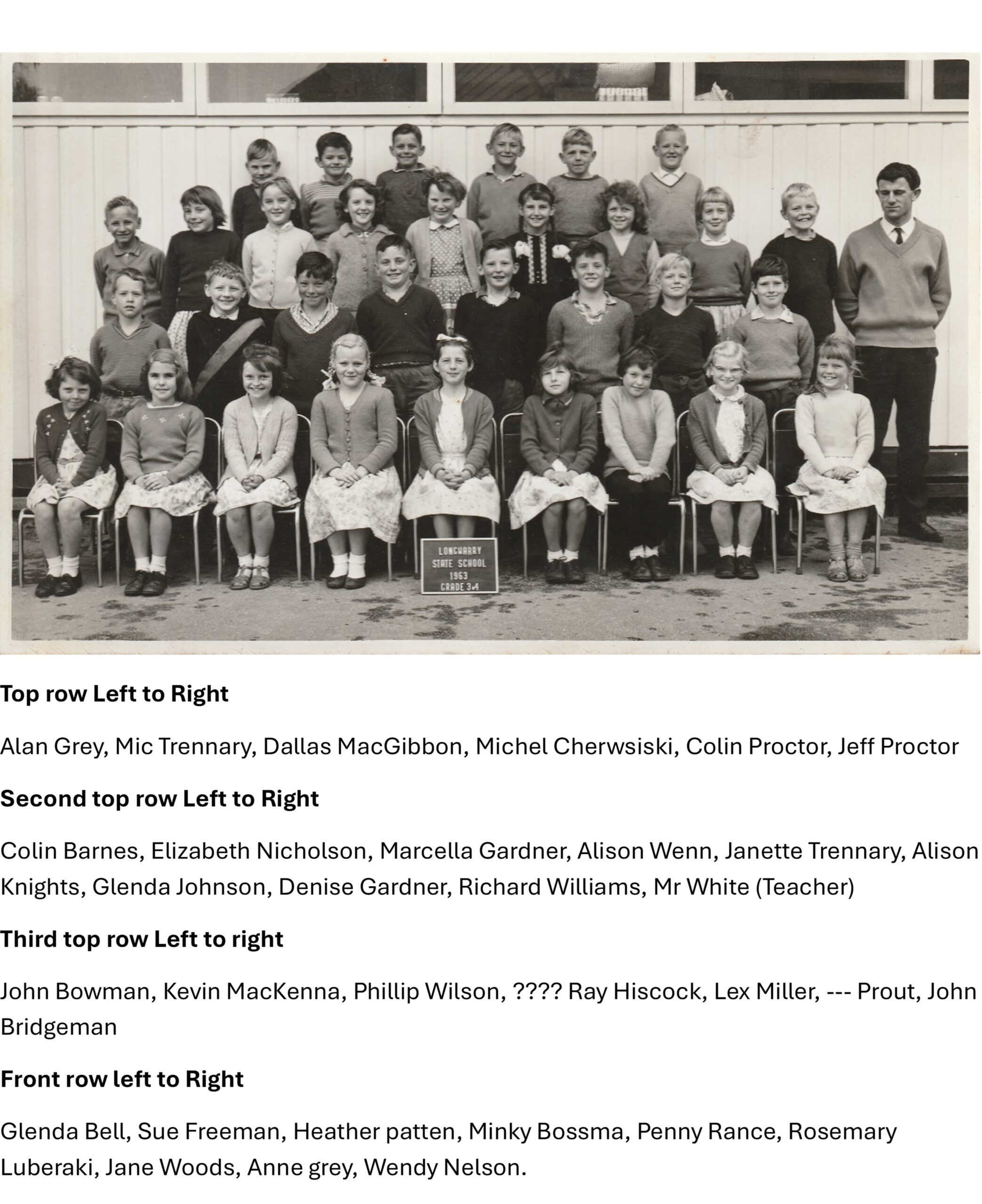 1963 Grades 3 4 With Names Courtesy Marcelle Gardner
