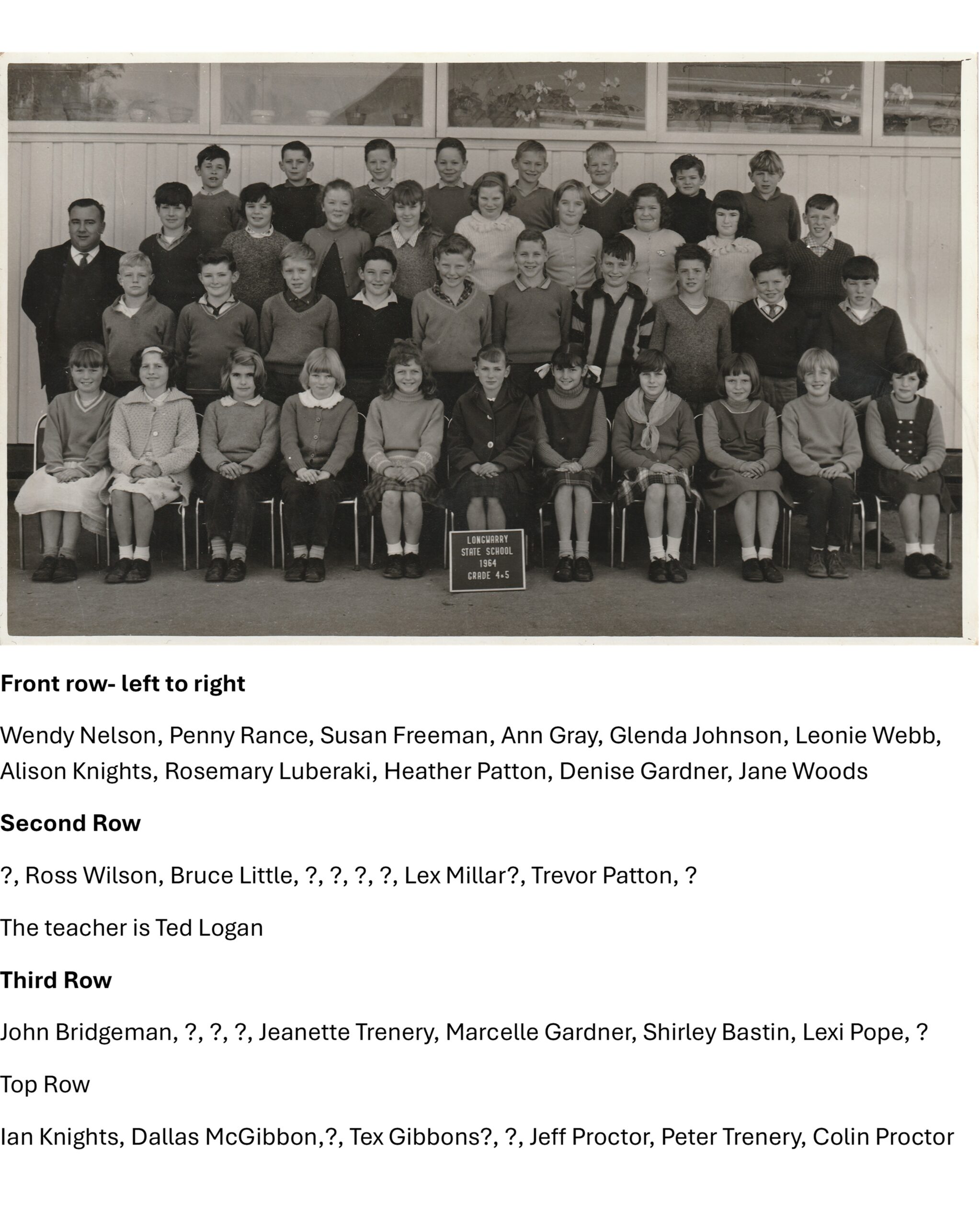 1964 Grades 4 5 With Names Courtesy Marcelle Gardner