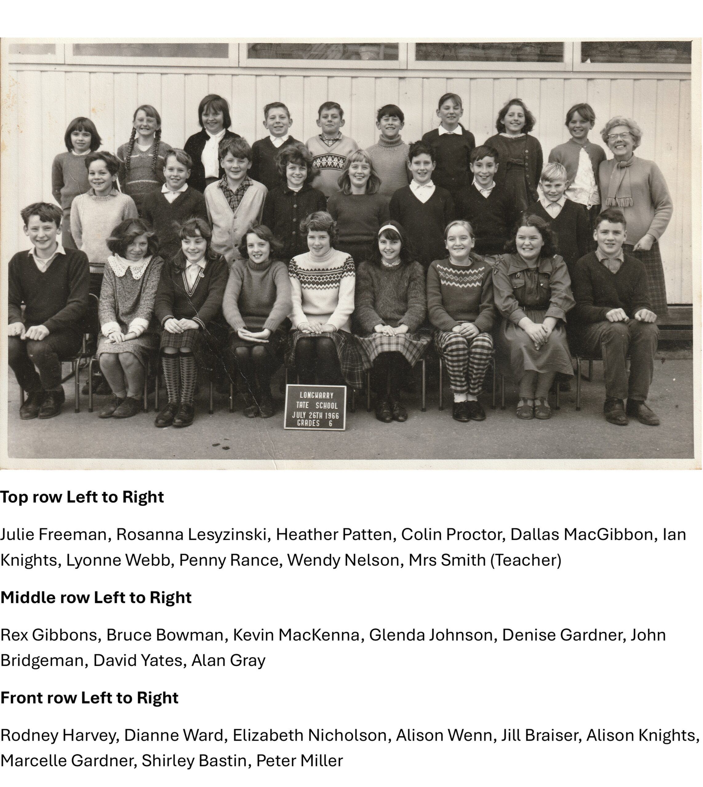 1966 Grade 6 With Names Courtesy Marcelle Gardner
